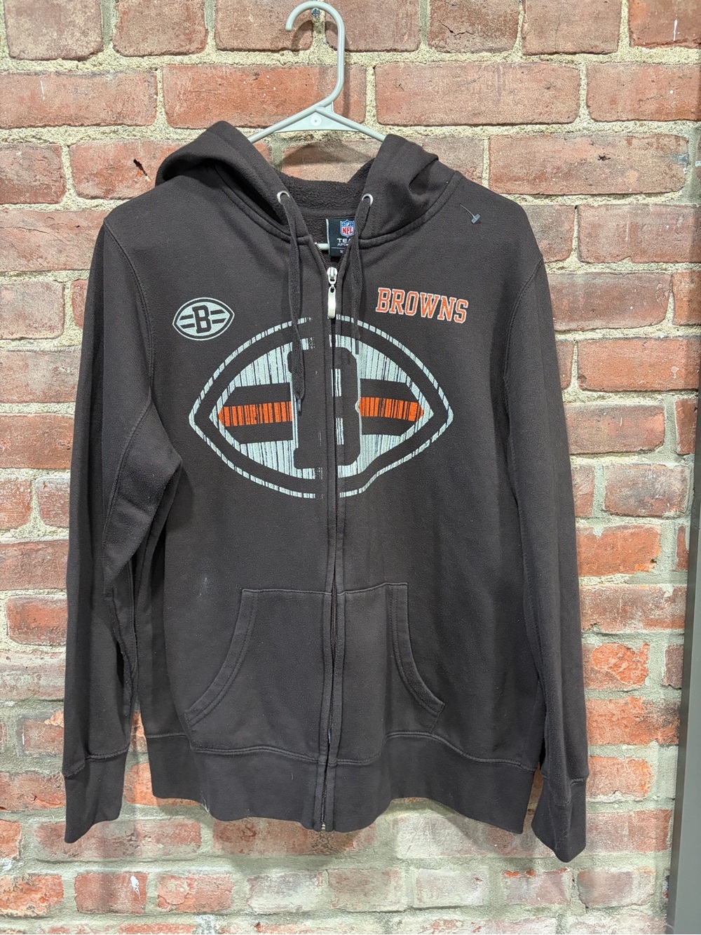 Cleveland Browns NFL football Zip Front Hoodie with sparkling logo women’s XL